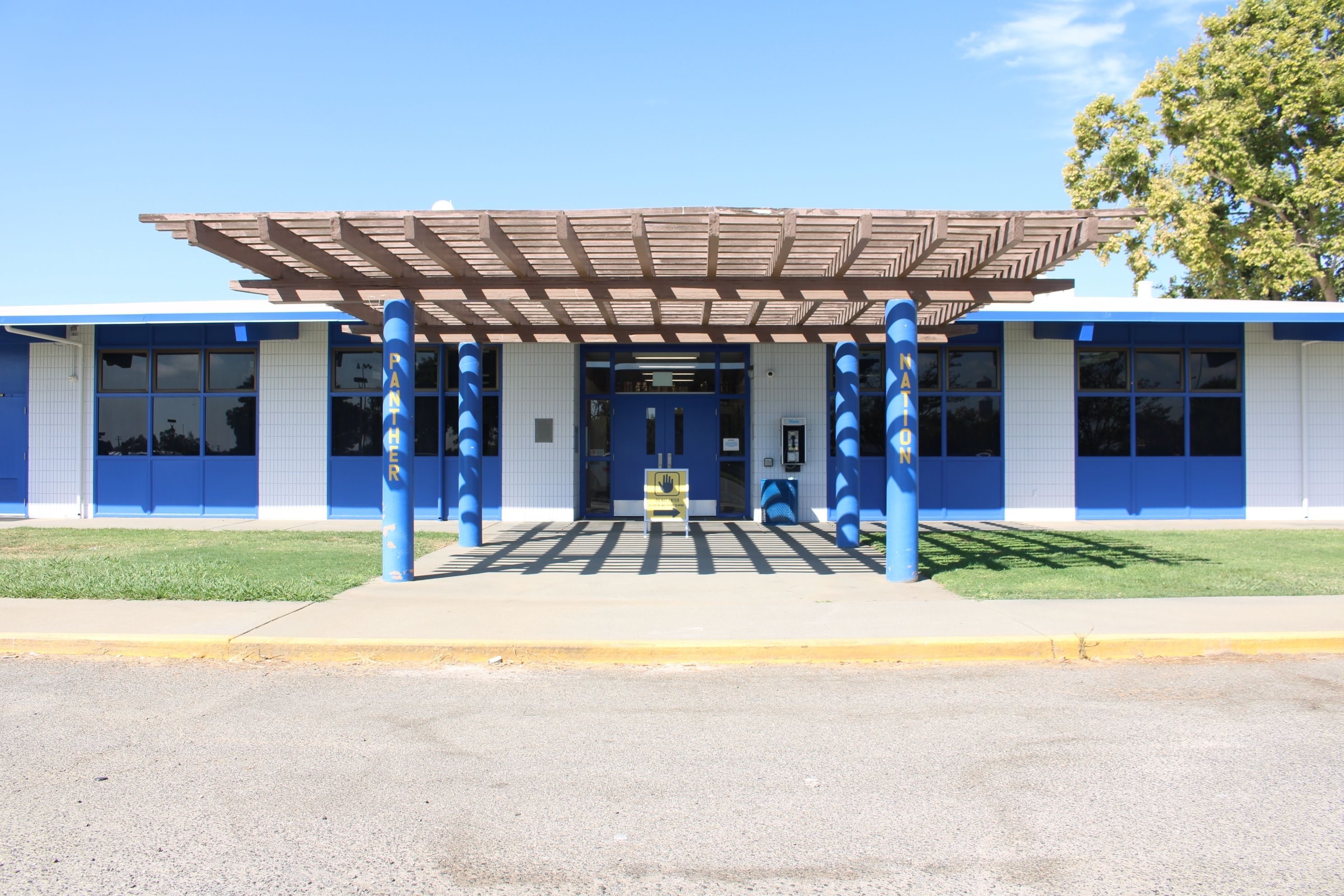 Front of high school building